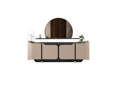 Buffet commode commode avec armoire à miroir en bois beige ensemble moderne