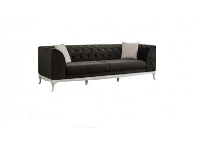 Salon canapé Chestefield trois places canapé 3 places en tissu noir Canapé en tissu