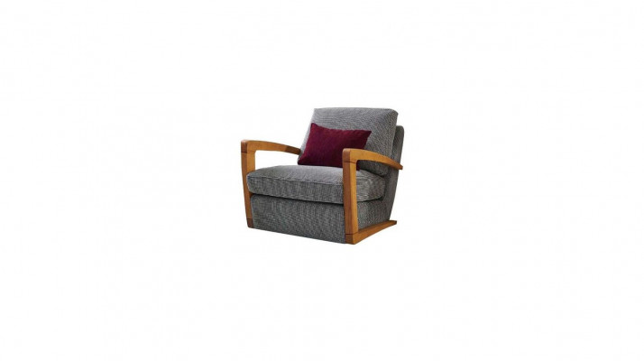 Fauteuil 1 place en tissu pour salon classique gris.