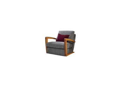 Fauteuil 1 place en tissu pour salon classique gris.