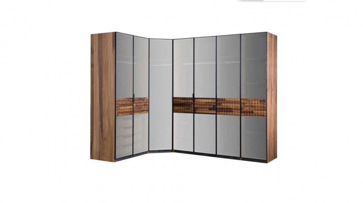 Armoire d'angle Armoire de chambre Armoire en bois Marron Miroir Grand