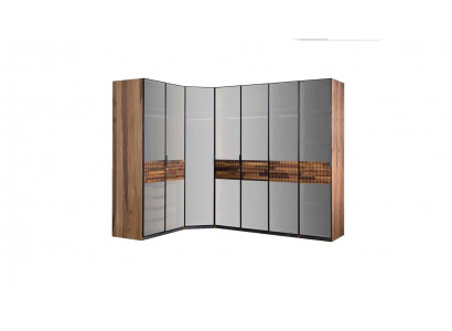 Armoire d'angle Armoire de chambre Armoire en bois Marron Miroir Grand