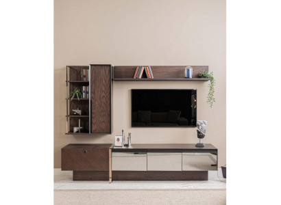 Étagère murale pour télévision, étagères, meuble TV, basse, buffet, en bois brun, armoire.