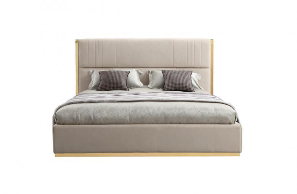 Meubles de lit Beige Design de meubles de chambre Lits Meubles de luxe en bois moderne nouveau