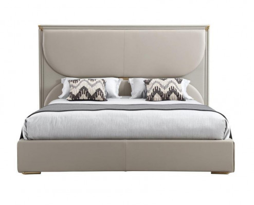 Chambre de luxe Lit Mobilier de designer Lit double Blanc Lits en textile Bois neuf