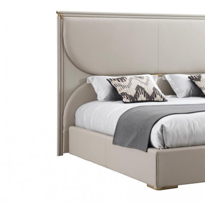 Chambre de luxe Lit Mobilier de designer Lit double Blanc Lits en textile Bois neuf