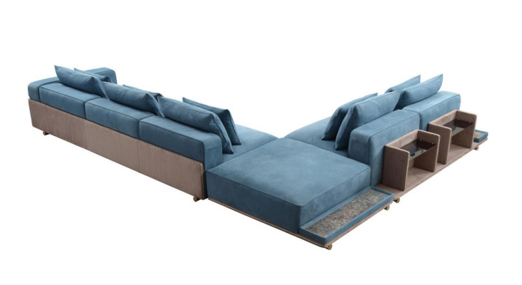 Canapé d'angle bleu en L Canapé Salon Tissu en tissu de luxe Meubles de luxe Design luxueux nouveau