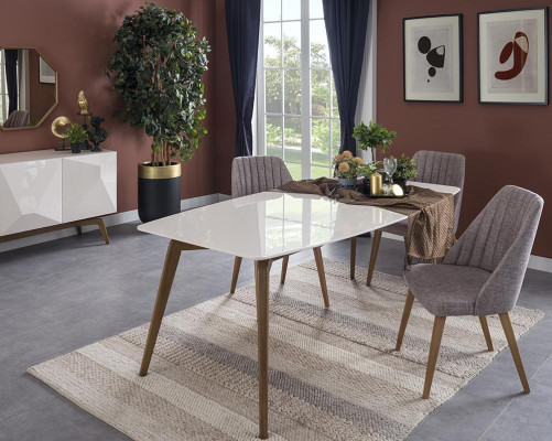 Table à manger moderne complète 4 chaises Design Mobilier de salle à manger