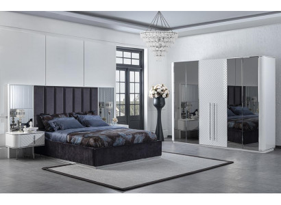 Chambre complète Luxe Lit moderne 2x Tables de nuit Armoire de luxe