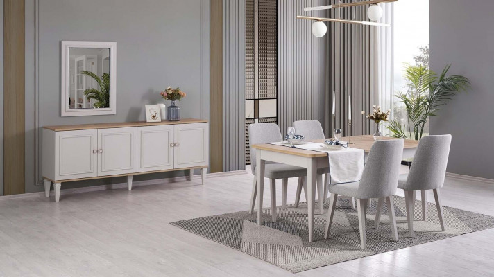 Mobilier de salle à manger Ensemble de salle à manger Salle à manger Table de salle à manger Chaises Bois Gris Ensemble 9 pièces