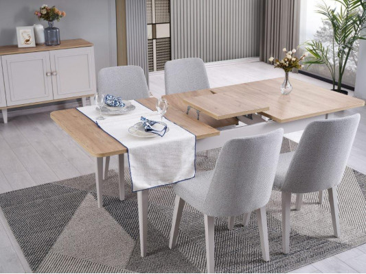 Mobilier de salle à manger Ensemble de salle à manger Salle à manger Table de salle à manger Chaises Bois Gris Ensemble 9 pièces