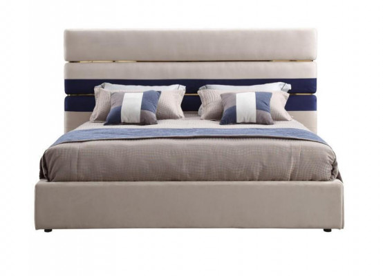 Lit double design moderne avec cadre en bois Lit élégant Nouveau en beige