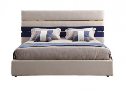 Lit double design moderne avec cadre en bois Lit élégant Nouveau en beige