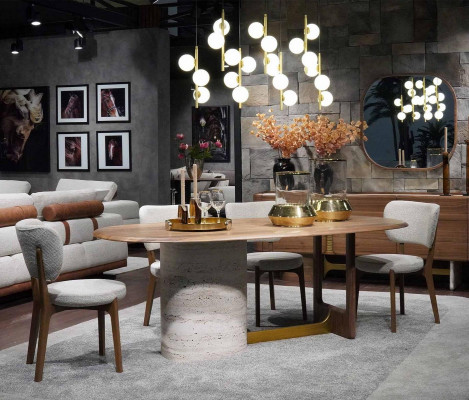 Ensemble de salle à manger design 5 pièces. Mobilier moderne Table en bois 4 chaises Suite nouvelle