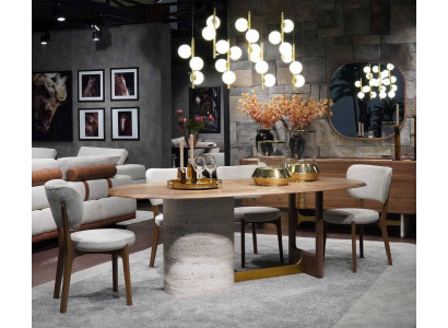 Ensemble de salle à manger design 5 pièces. Mobilier moderne Table en bois 4 chaises Suite nouvelle