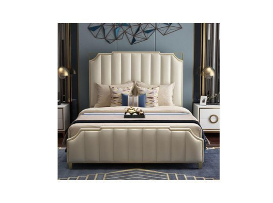 Lit 2x Table de chevet 3 pièces. Ensemble de chambre à coucher Design Mobilier de luxe moderne