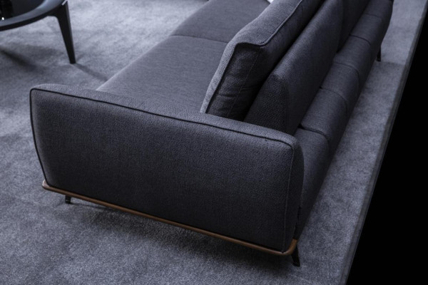 Canapé rembourré gris, moderne canapé en tissu pour salon trois places, nouveau luxe