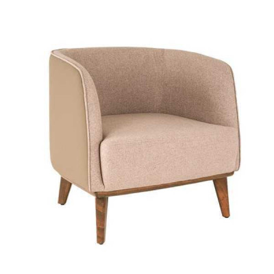 Fauteuil beige pour salon en tissu de rembourrage Fauteuil de relaxation design à assise unique.