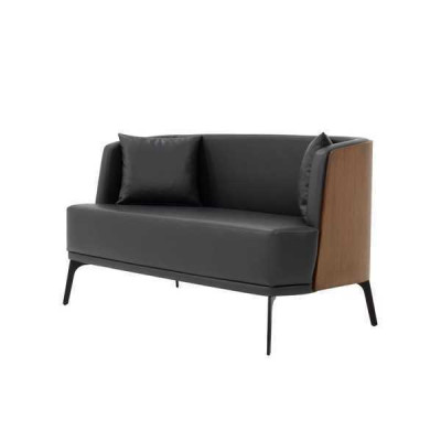 Salon noir 2 places en cuir synthétique Sofa 2 places en cuir