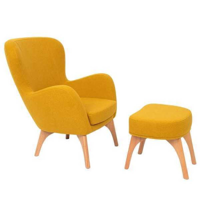 Fauteuil design jaune rembourré pour salon, chaise de salon élégante à une seule place