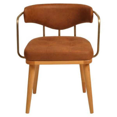 Salle à manger de luxe Chaise moderne en bois orange Chaise inclinable design à siège unique
