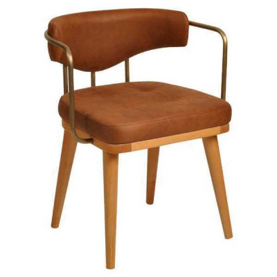Salle à manger de luxe Chaise moderne en bois orange Chaise inclinable design à siège unique
