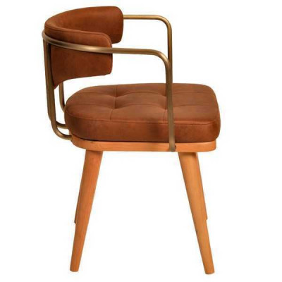 Salle à manger de luxe Chaise moderne en bois orange Chaise inclinable design à siège unique