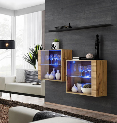 Meubles modernes Unité murale de luxe 130 cm Salon Ameublement Ensemble complet de 3 pièces.