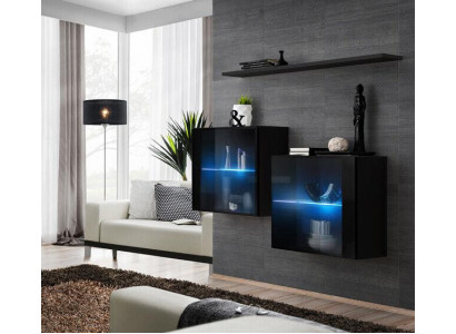 Ensemble complet Unité murale design en 3 pièces 2 x armoire murale Étagère murale moderne nouvelle