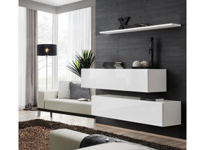 Suite Blanche Ensemble 3 pièces Armoire Murale complète Unité Murale Étagère Murale Design Moderne