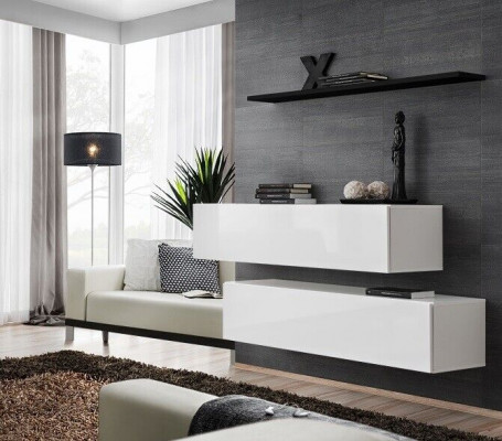 Suite moderne Unité murale Étagère murale Armoire murale blanche Mobilier de luxe Designer