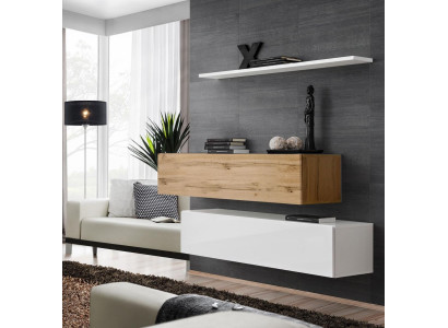 Unité murale 130 cm Designer 2x unité murale Suite Ensemble Mobilier Bois Salon