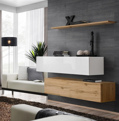 Designer d'ameublement Brown 2x Armoire murale Ensemble de meubles en bois de luxe Mobilier de salon