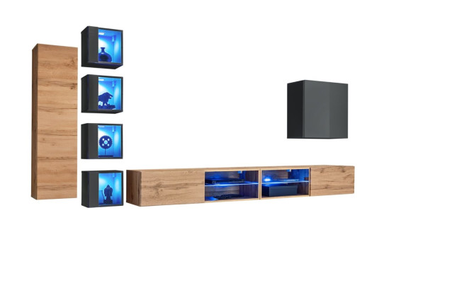 Ensemble mural 320 cm meuble mural TV buffet bas Buffet moderne Meuble de salon
