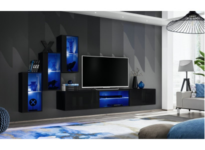 Meuble mural de luxe 3x Meubles d'ameublement Mobilier de salon Étagères murales noires