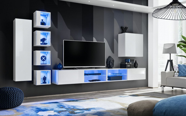 Unité murale moderne, armoire suspendue, meuble TV design, meuble bas mural, armoire en bois, nouveau mobilier