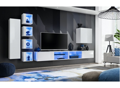 Unité murale moderne, armoire suspendue, meuble TV design, meuble bas mural, armoire en bois, nouveau mobilier