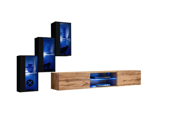 Salon Mobilier de luxe Unité murale complète Ameublement design Meubles en bois