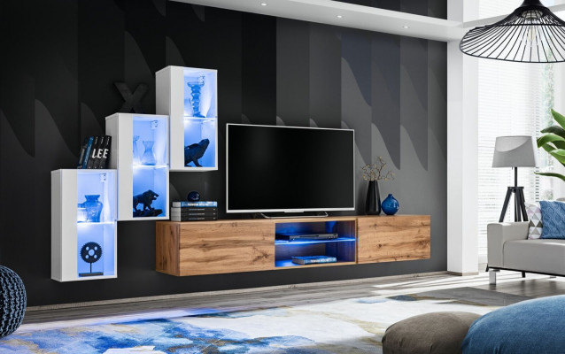 Salon nouvelle unité murale Mobilier Moderne Meuble TV moderne bas murale