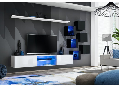 Suite Set Unité murale 6x armoire murale étagères latérales meuble en bois neuf