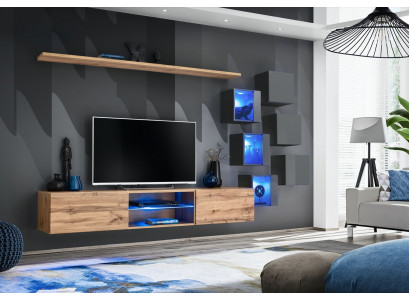 Meuble mural moderne Unité murale Étagères murales de luxe Buffet téléviseur Meuble bas Mural