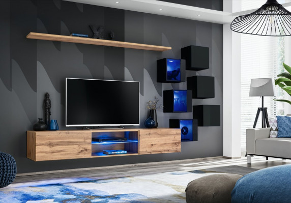 Unité murale étagères marron buffet armoire murale de luxe nouvelle télévision basse en bois meuble