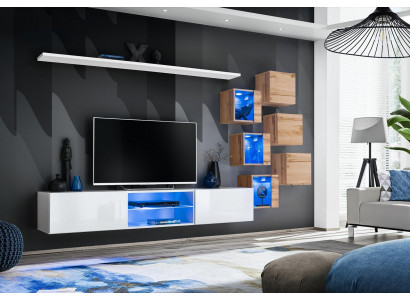 nouvel ensemble complet de 8 pièces de mobilier mural de luxe buffet télé bas meuble mural étagères