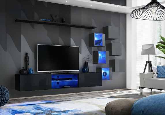 Meuble TV design suite de luxe moderne avec étagères complètes
