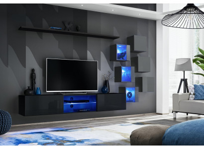 Meuble TV design suite de luxe moderne avec étagères complètes