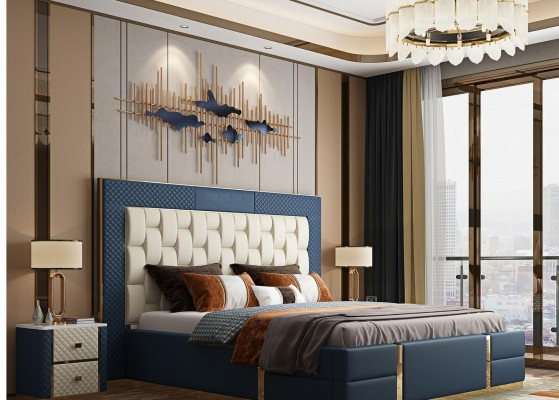 Design lit sommier à ressorts Lit moderne Lit Lit double Hôtel Luxueux 180x200 neuf
