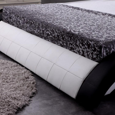 Lit design Lit grand Lits Cuir Hôtel Rembourrage 180x200 Étagère multifonction