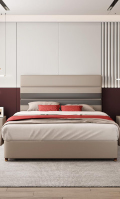 Lit design moderne de luxe avec rembourrage en tissu textile.