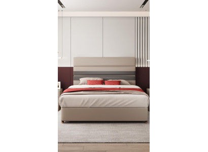 Lit design moderne de luxe avec rembourrage en tissu textile.