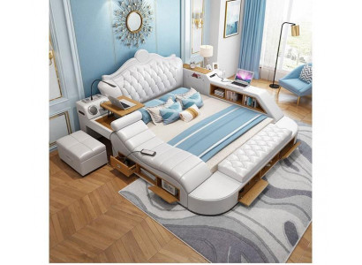Lit multifonction Chesterfield double lit de luxe design 180x200 USB